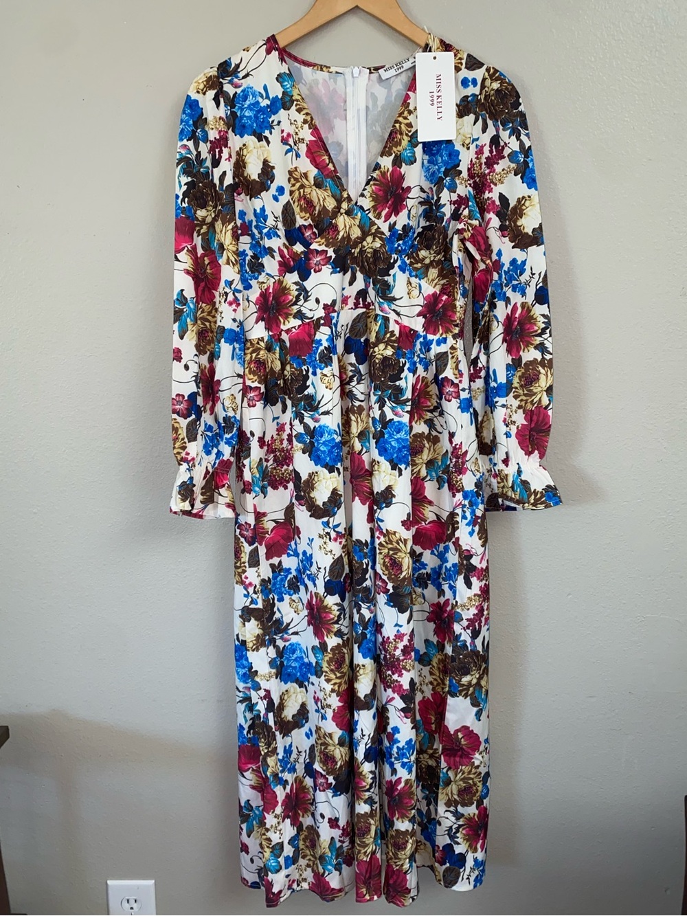 Miss Kelly 1999 Floral Long Sleeve Maxi Dress NWT Size S Garden Party